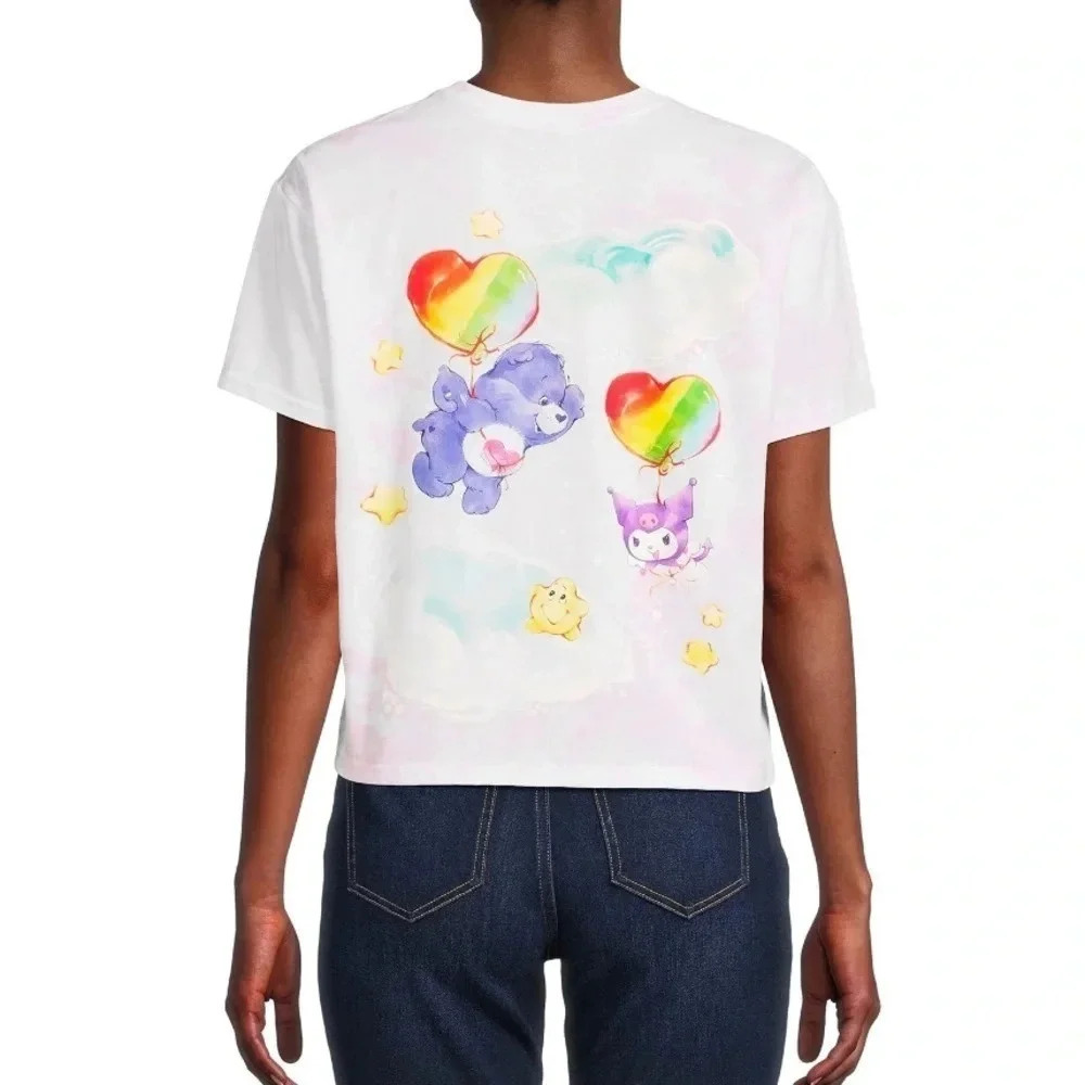 Care Bears Womens pink, tie-dyed Graphic T-Shirt 2XL Novelty